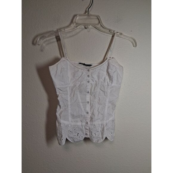 Armani Exchange Tops - VTG Armani Exchange Eyelet Cotton Tank Top Y2K Summer Boho White Size XS AK12